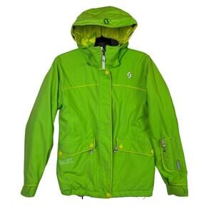 Scott Outerwear Women's Bright Green Hooded Full Zip Ski Snow Jacket Size 2